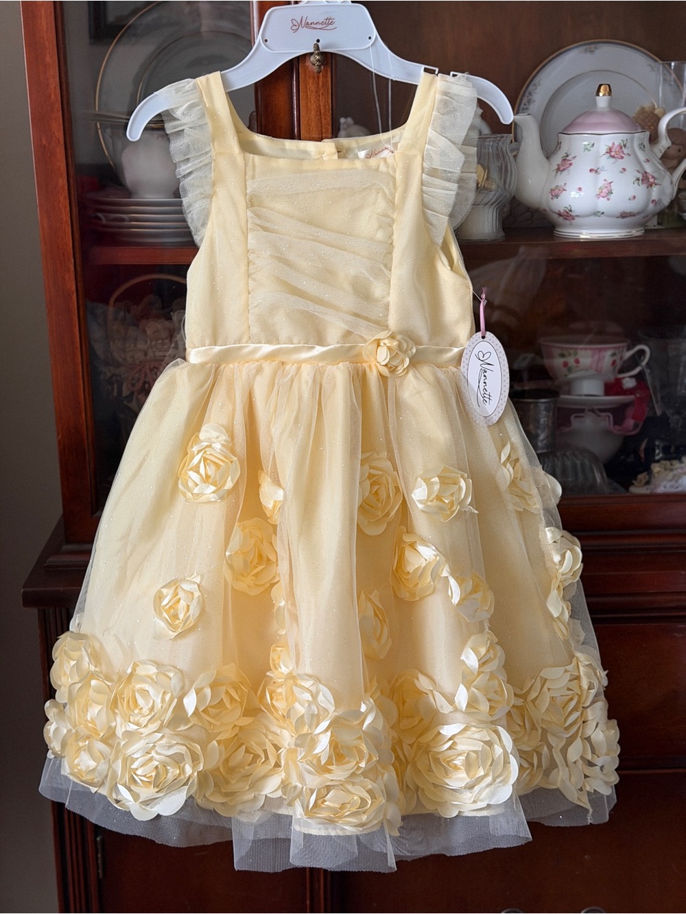 Yellow Floral Tulle Girls' Dress